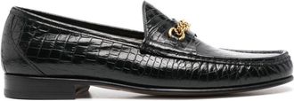 Tom Ford crocodile-effect leather loafers - men - Calf Leather/Calf Leather/Calf Leather - 9.5 - Black
