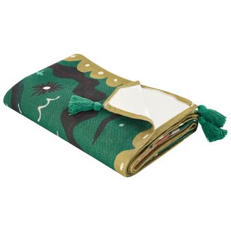 Beliani Beliani - Manta De P&iacute;cnic Para Exterior Con Correa Tejido Patr&oacute;n De Animales 200 X 200 Cm Verde Tuziani