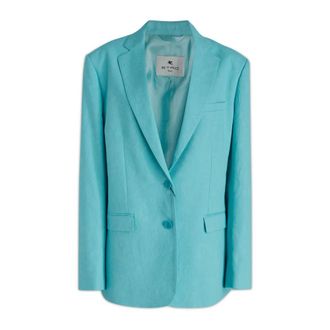 Etro Etro, Blazers, female, Blue, Size: L Jacquard Blazer