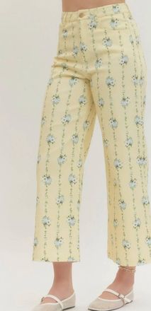 Entro Floral Wide Leg Pants In Buttercup
