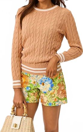 Lilly Pulitzer Brockton Crew Neck Sweater In Iced Latte X Coconut Tipping