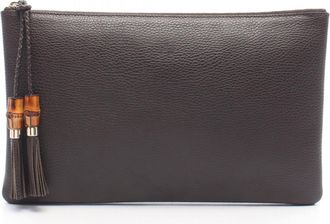 Gucci Brown Leather Clutch Bag (Pre-Owned)