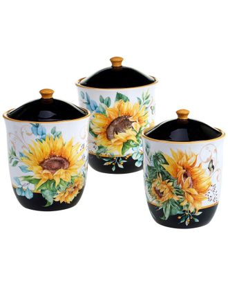 Certified International Sunflower Fields Set Of 3 Canisters