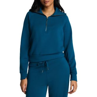 Spanx AirEssentials Half Zip Sweatshirt in Deep Cove at Nordstrom, Size X-Small