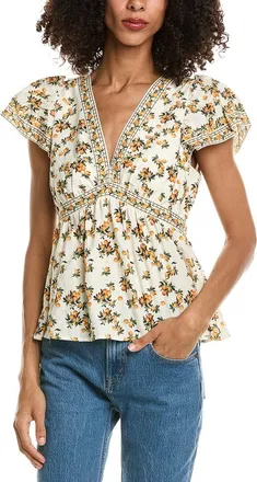 Max Studio V-Neck Flutter Sleeve Top