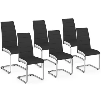 IDMarket Set Di 6 Sedie Da Pranzo Mia Nere Con Finiture Bianche