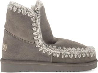 Mou Suède enkellaarzen met afwerking - Grijs