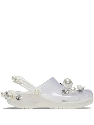 Crocs faux-pearl embellished slingback crocs - White