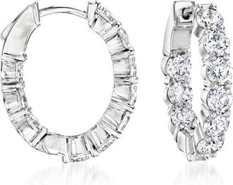 Ross-Simons CZ Inside-Outside Hoop Earrings in Sterling Silver