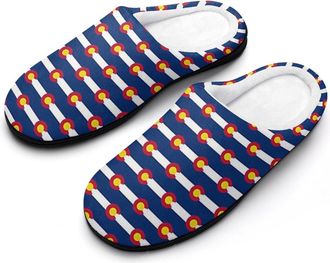 Generic Colorado Flag Mens House Slippers Memory Foam Washable Cotton Slip on Home Shoes