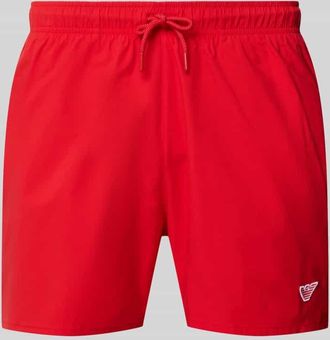 Emporio Armani Straight Fit Badeshorts mit Logo-Detail in Rot, Gr&ouml;&szlig;e XXL