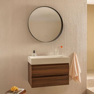 Sklum Conjunto De Mueble De Ba&ntilde;o En Madera Y Chapa De Fresno Con Lavabo Integrado Ona Sklum