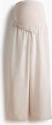 H&M Mama Linen-blend Drawstring Trousers in Light Beige at Nordstrom, Size Xx-Large
