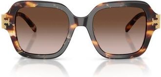 Tory Burch 51mm Square Sunglasses in Wavy Tortoise /Brown Gradient at Nordstrom