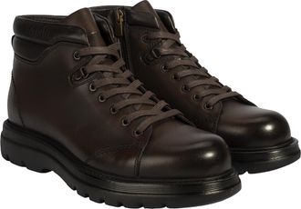 Desa Man Leather Boots - Zip Closure, Flat Heel, Textile Lining, Breathable | Brown - 41