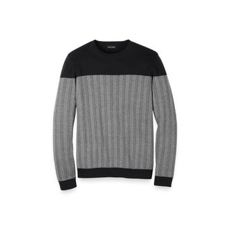 Paul Fredrick Cotton Crewneck Sweater in Black/ivory at Nordstrom, Size Xx-Large