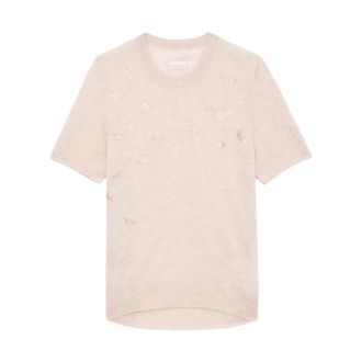 Zadig&Voltaire Truien & Vesten, Dames, Beige, L, Wol, Cashmere Wings Trui met Korte Mouwen