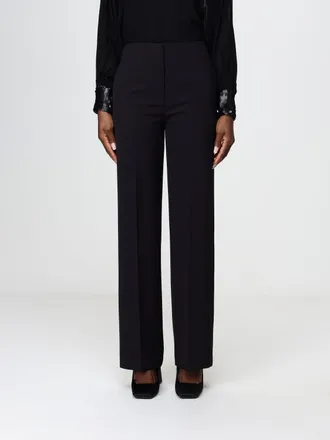 Hanita Wide-Leg Tailored Cr&ecirc;pe Trousers with Mid-Rise Waist
