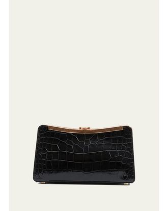 SIMKHAI Solange Croc-Embossed Leather Clutch