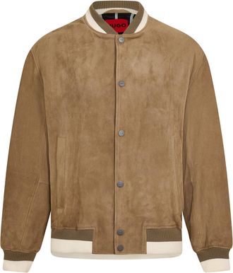 HUGO BOSS Hugo Mens 10267246 01 Leather Jacket in Medium Brown - Size X-Small