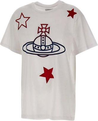 Vivienne Westwood Tops, Dames, Wit, M, Katoen, Orb&Stars Klassiek T-shirt