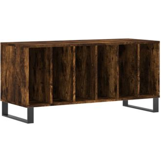 vidaXL Vidaxl - Mueble Discos Madera Contrachapada Roble Ahumado 100x38x48 Cm