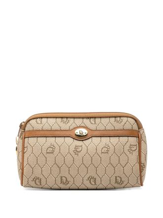 Dior 20th Century Honeycomb Coated Canvas pouch - women - Fabric/Calf Leather/Canvas/Leather - One Size - Brown
