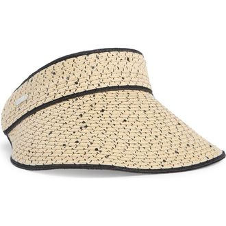 Calvin Klein Sequin Straw Visor in Natural/Black at Nordstrom Rack