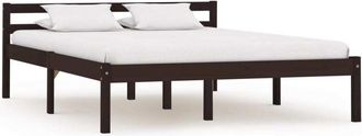 vidaXL Bed Frame without Mattress Dark Brown Solid Pine Wood 140x200 cm Vidaxl
