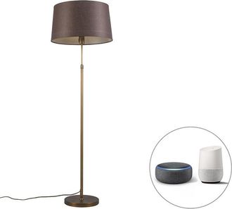 QAZQA Smart Floor Lamp Bronze with Brown Lampshade 45 cm Incl. Wifi A60 - Parte