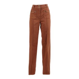 Elisabetta Franchi Straight Trousers, female, Brown, Size: W26 Jeans-style Trousers