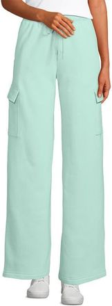 Lands End Serious Sweats High Rise Wide Leg Cargo Pants in Julep at Nordstrom, Size Medium Short