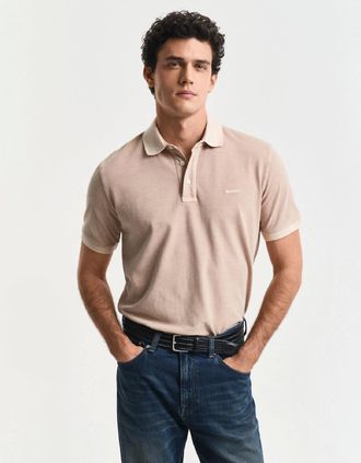 GANT Mens Sunfaded Piqu&eacute; Polo Shirt - Cream/Brown - Size: 44