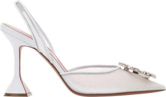 Amina Muaddi White Embellished Begum Pumps