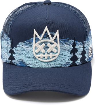 Cult of Individuality Mesh Back Trucker Hat Mountains In Dark Navy
