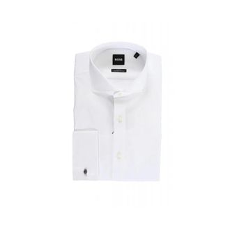 HUGO BOSS Slim Fit Shirt - Heren - Zakelijke Overhemden - Wit - XL - Katoen - Overhemden