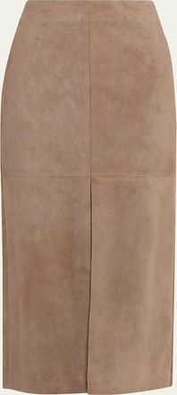 Brunello Cucinelli Suede Pencil Skirt