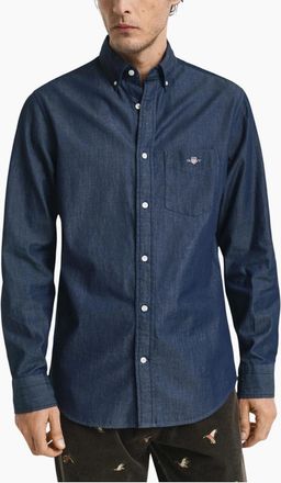 GANT Mens GANT INDIGO Mens Shirts - Navy - Size: 38/Regular