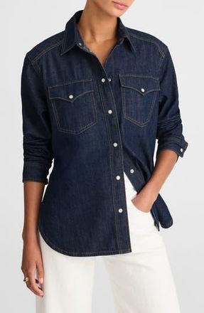Madewell Western Oversize Denim Button-Up Shirt in Rinse Wash at Nordstrom Rack, Size Medium
