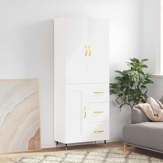 vidaXL Vidaxl - Aparador Alto Madera Contrachapada Blanco 69,5x34x180 Cm