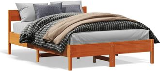 vidaXL Cama Sin Colch&oacute;n Madera Maciza Pino Marr&oacute;n Cera 150x200 Cm Vidaxl