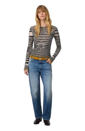 Missoni Crew Neck Sweater With Flame Pattern In Cashmere Blend in Black & White at Nordstrom, Size 42 It