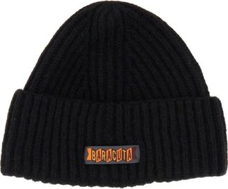 Baracuta ribbed logo beanie - men - Virgin Wool/Polyamide - M - Black