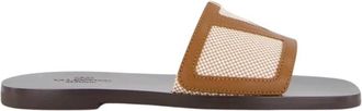 Valentino Garavani Viva Superstar Slide Sandalen - Heren - Sandalen - Bruin - 40 EU - Leer - Schoenen