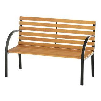 OEM Panca In Legno 2 Posti, Panchina Da Esterno, Giardino, Balcone O Terrazzo 122x60x83cm, Nero E Color Legno
