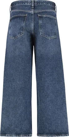 A Gold E Womens Cropped Denim Jeans With Engraved Logo Cotton