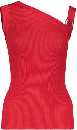 Moschino Asymmetrische Top - Dames - Tops zonder mouwen - Rood - XS - Leer - Tops