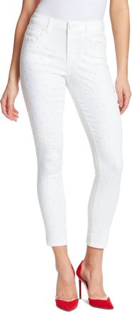 Skinnygirl Womens Fritzo Studded Front Mid Rise Skinny Jeans In White