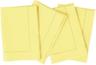 Solino Home Cotton Linen Hemstitch Dinner Napkins Set of 4, 20 x 20 Inch for Dining Table, Holiday and Everyday Table Decor in Yellow at Nordstrom