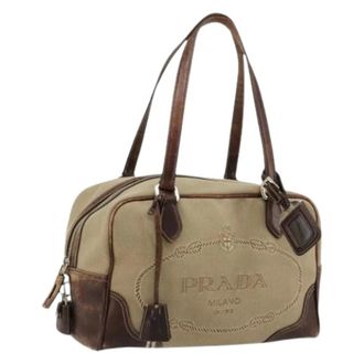 Prada Pre-owned Handbags, female, Beige, Size: ONE SIZE Pre-owned Vintage Boston Bag